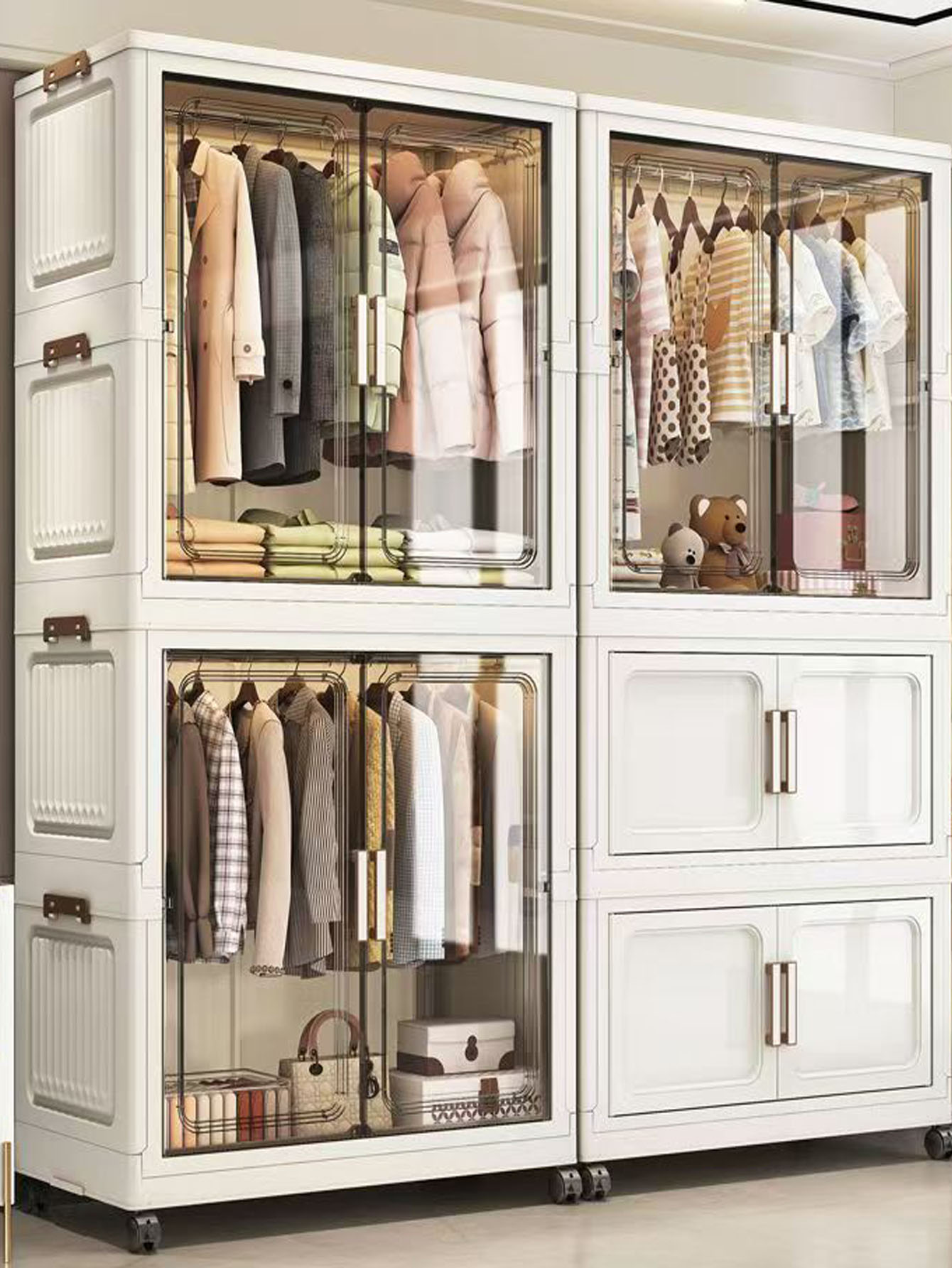 Kitchen Appliances In White - Armoire de rangement pliante multifonctionnelle, pour