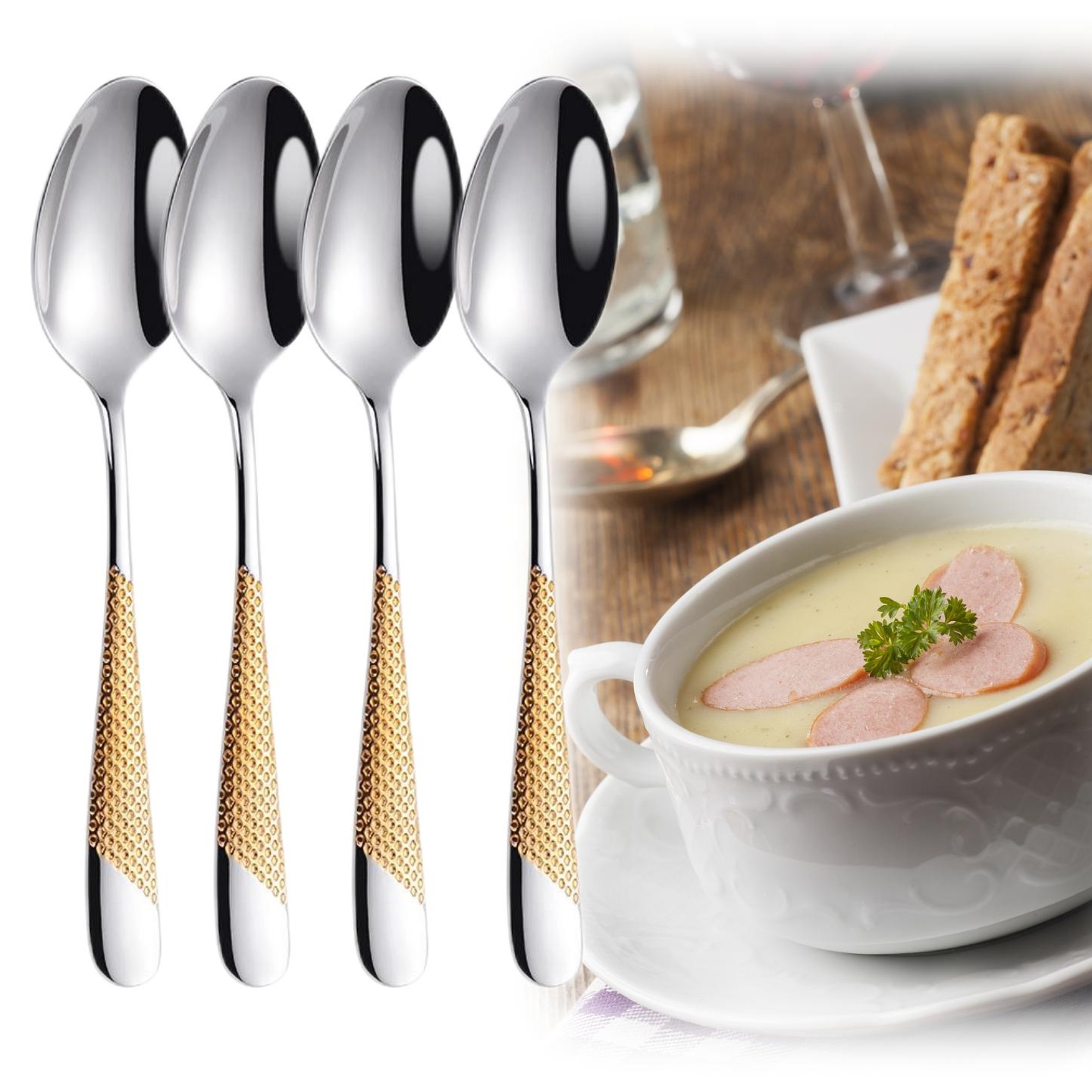 Kitchen Appliances Luxury - Ensemble de cuillères à dîner plaquées