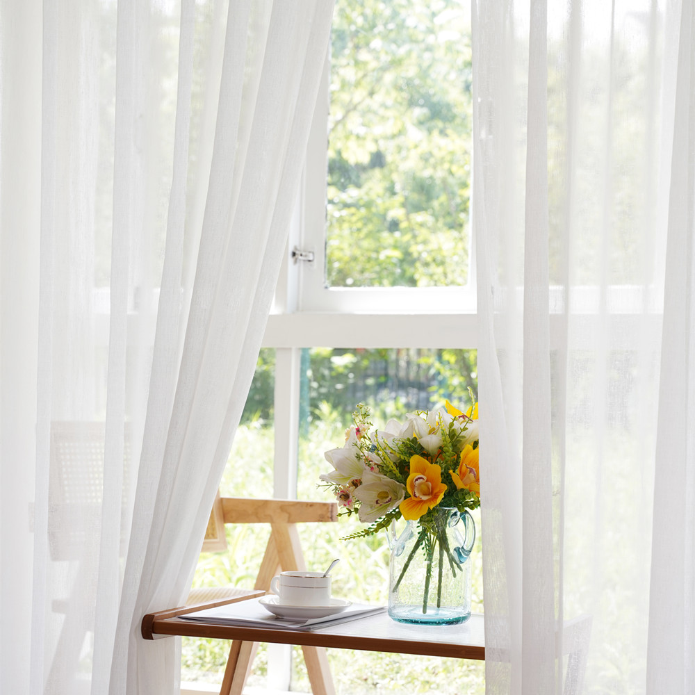 Rideaux transparents en lin bl - Kitchen Appliances In White avis et prix